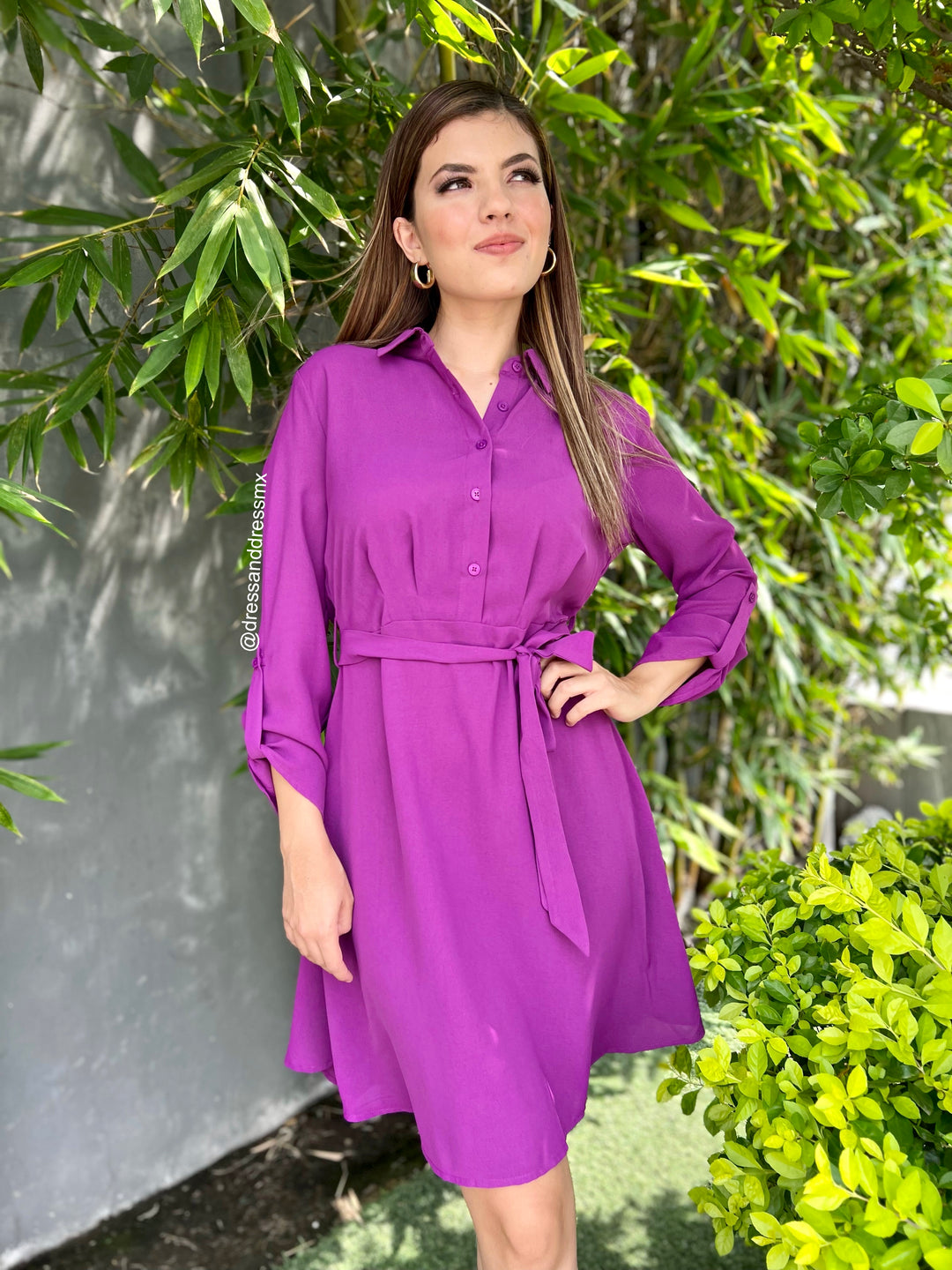 Vestido camisero lila