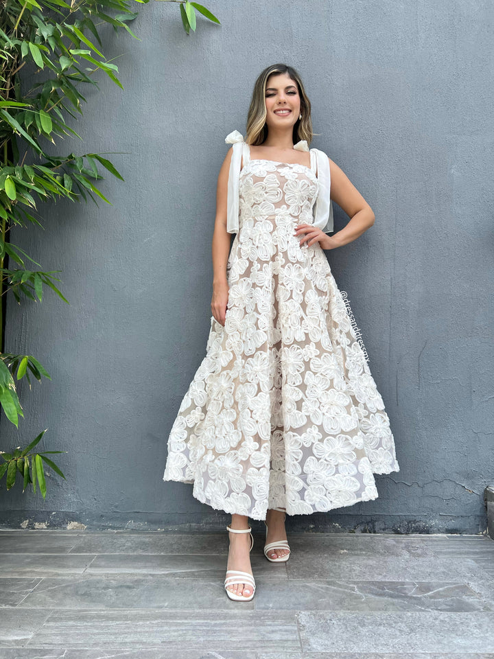 Vestido ivory midi linea A