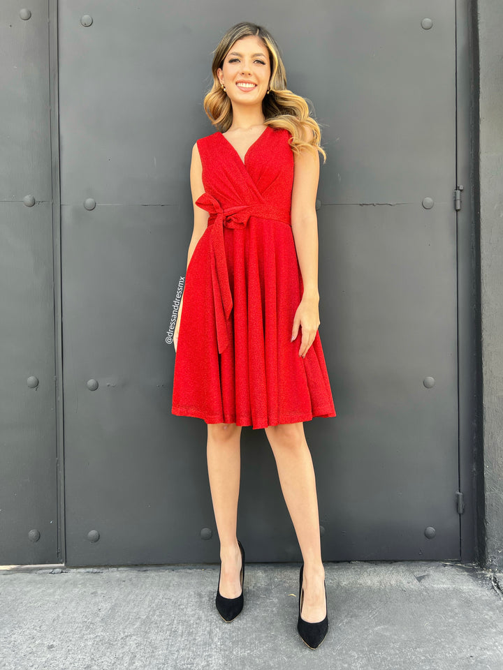 Vestido rojo con brillos