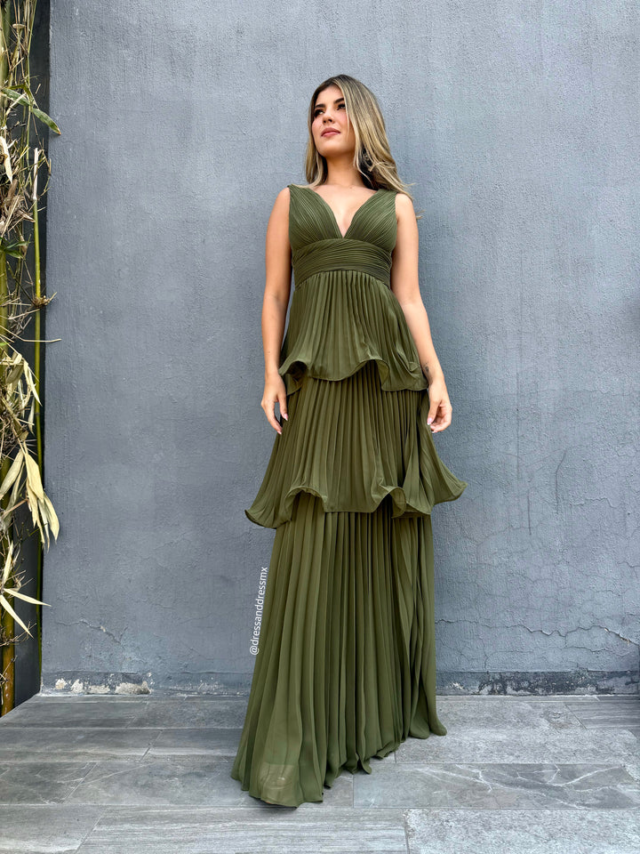 Vestido verde olivo olanes