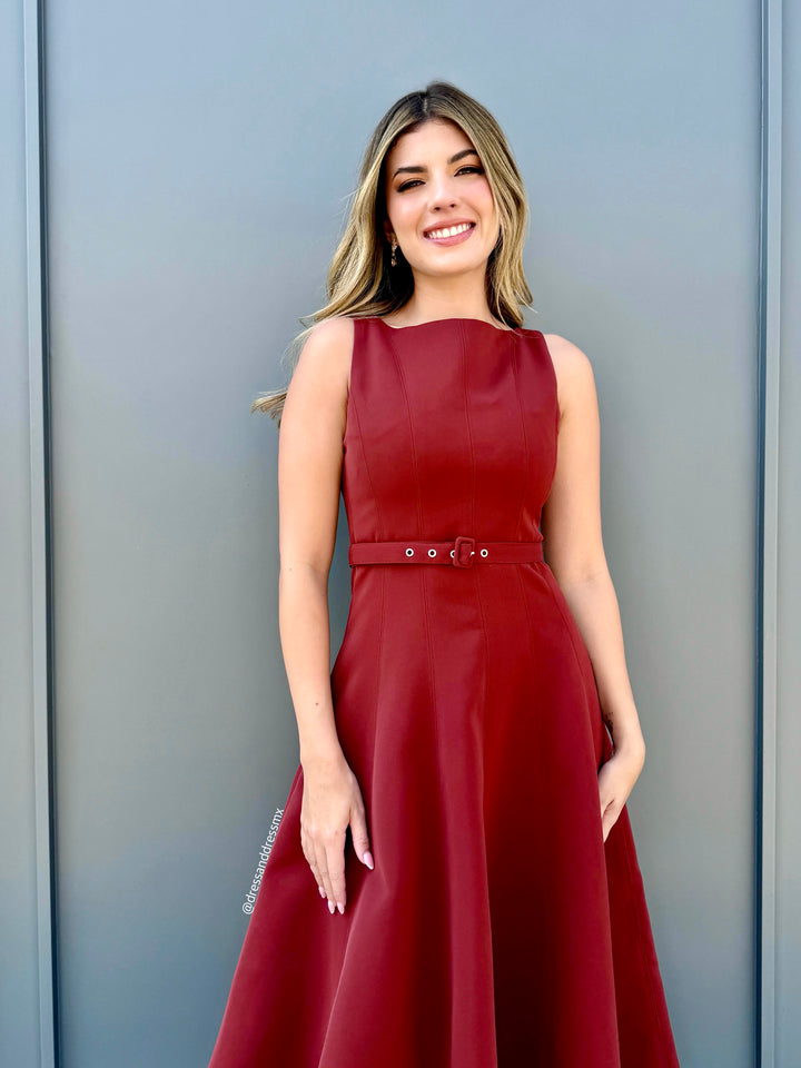 Vestido midi vino