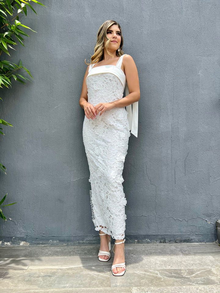 Vestido ivory al tobillo