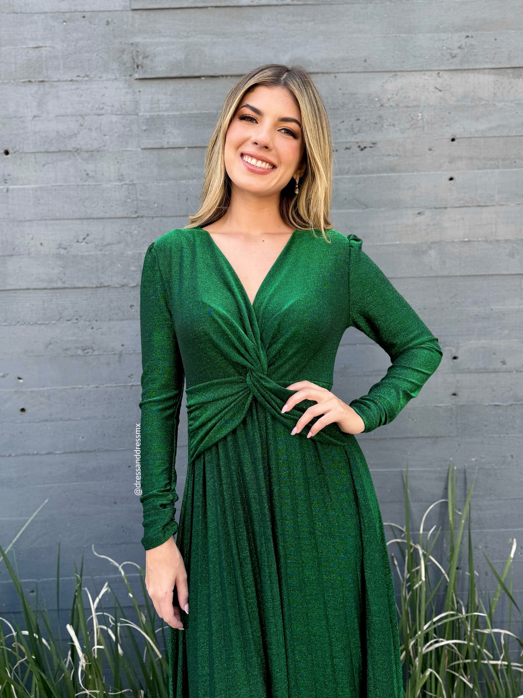 Vestido verde brillos