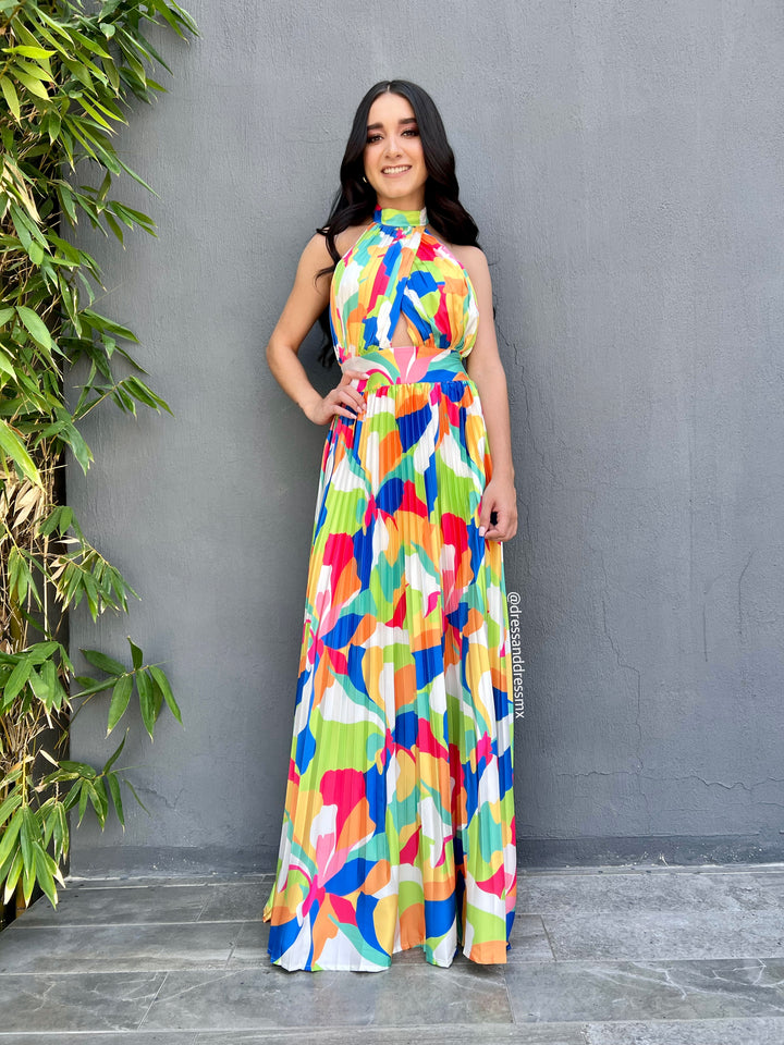 Vestido multicolor halter
