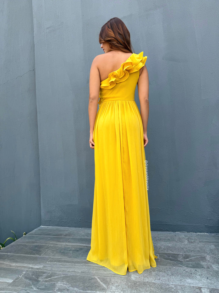 Vestido volantes amarillo