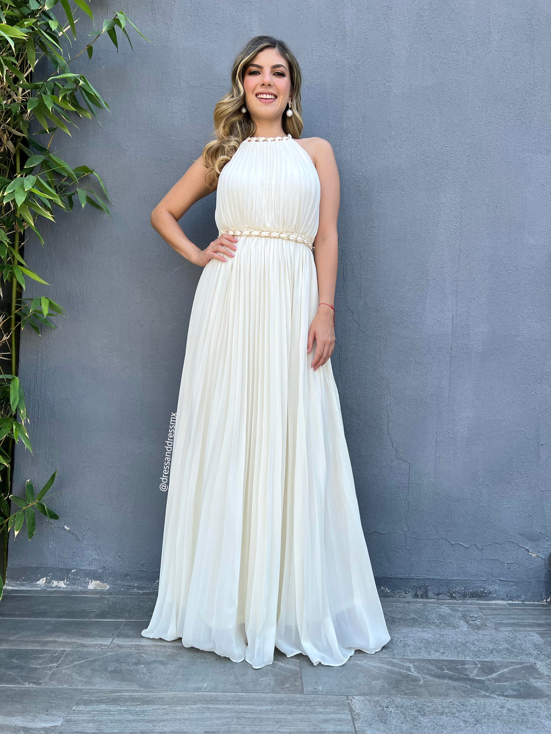 Vestido tableado ivory