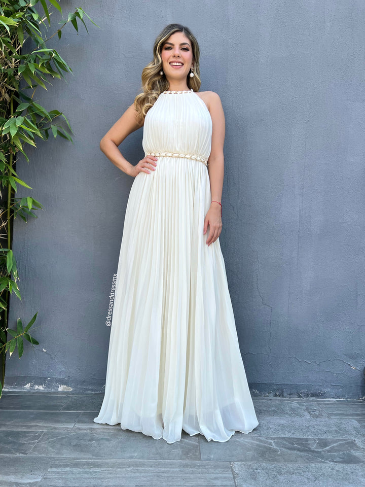 Vestido tableado ivory