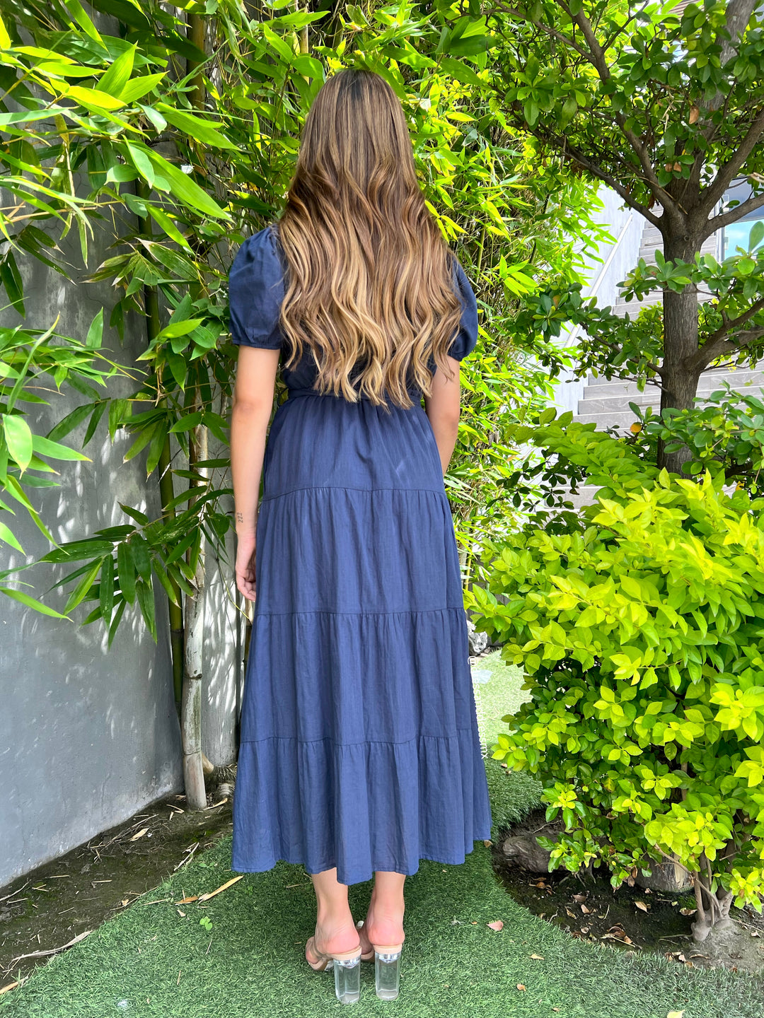 Vestido azul marino midi