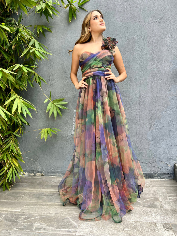 Vestido estampado multi