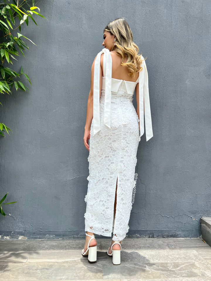 Vestido ivory al tobillo