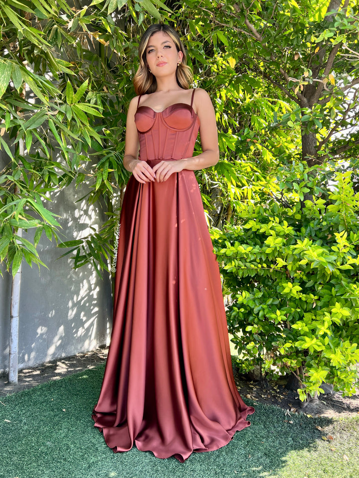 Vestido corset terracota