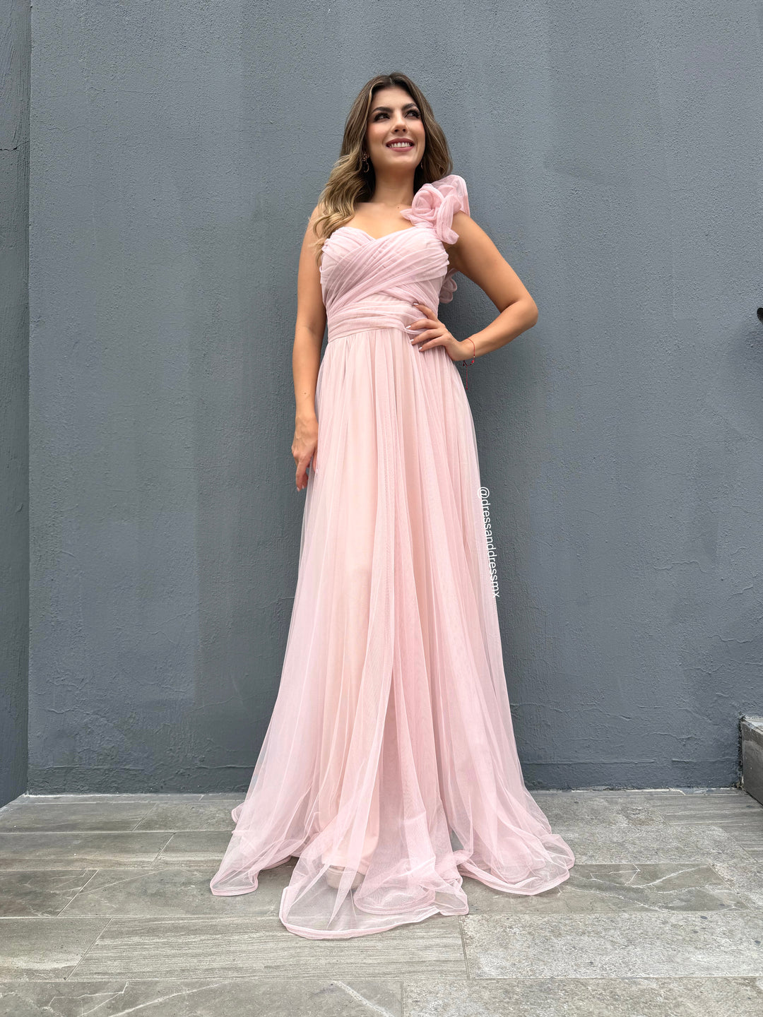 Vestido rosa palo
