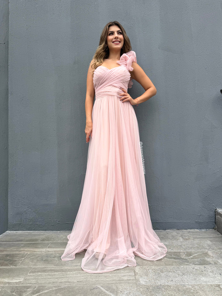 Vestido rosa palo