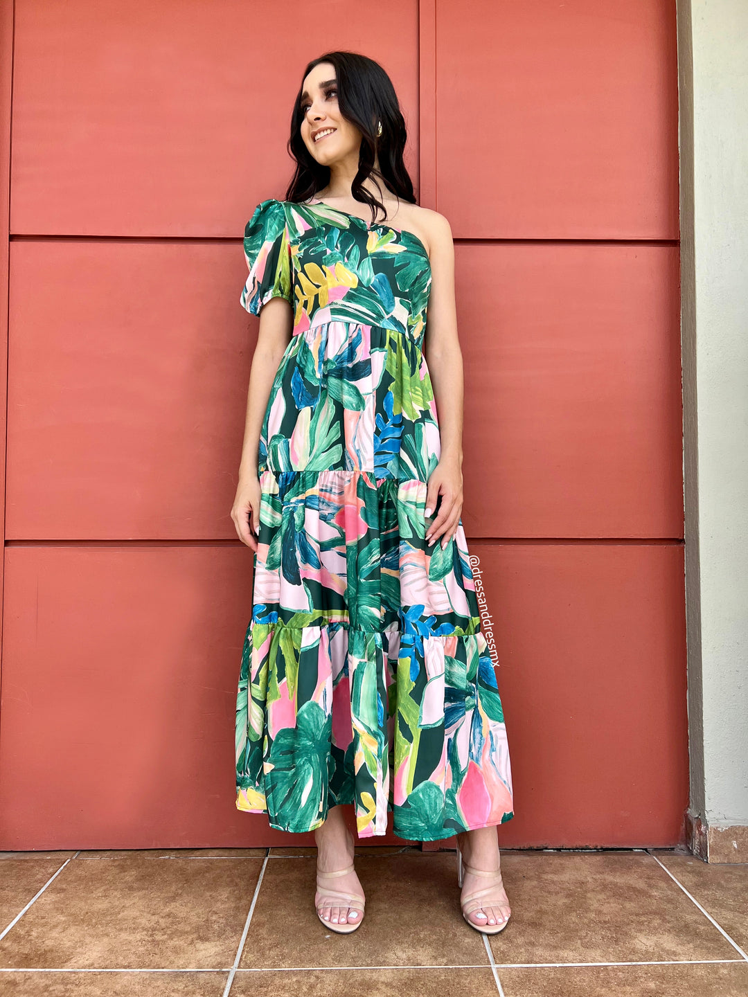 Vestido estampado hojas
