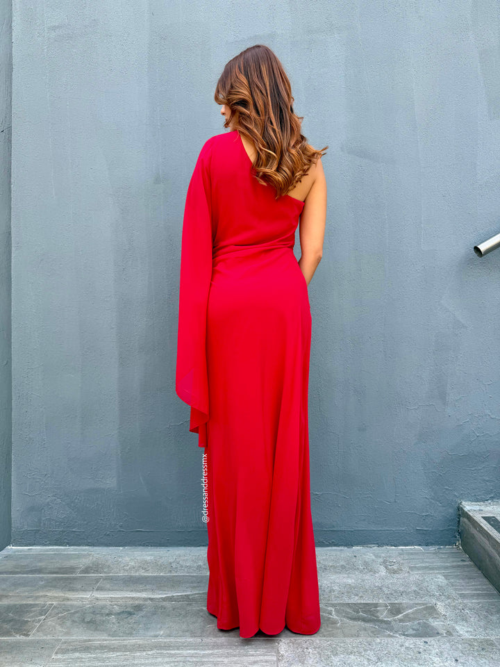 Vestido rojo una manga