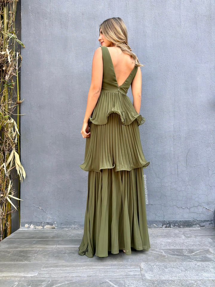Vestido verde olivo olanes