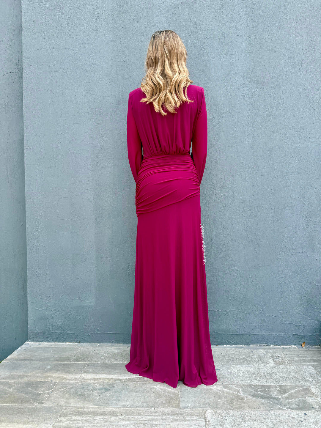 Vestido manga larga plum