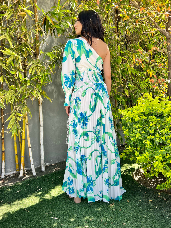 Vestido una manga hojas