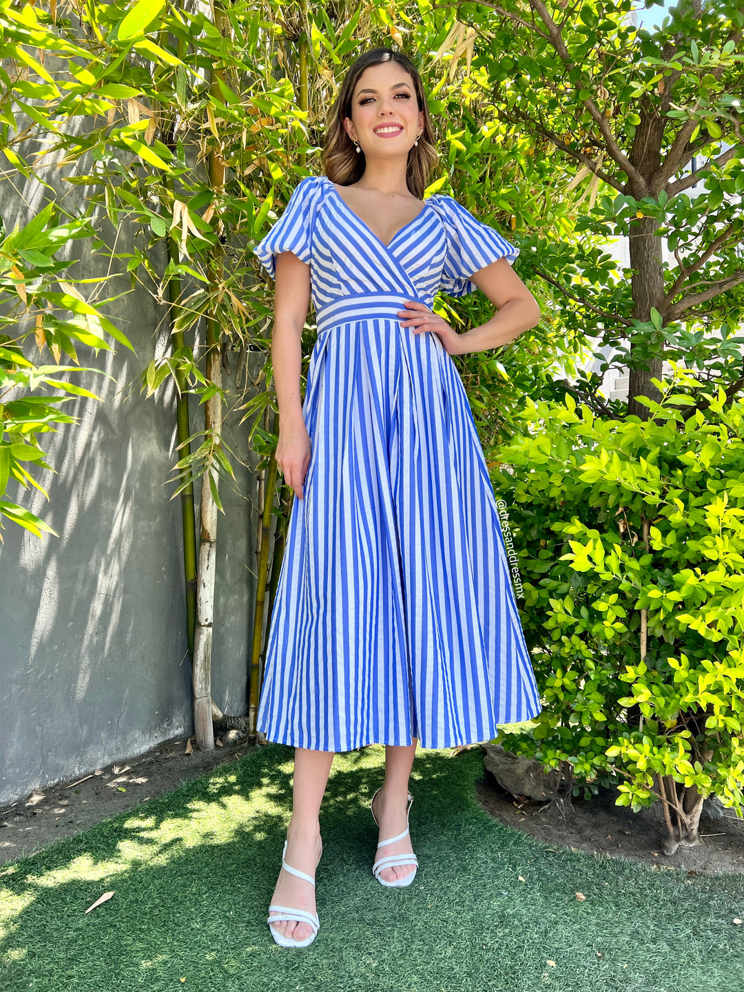 Vestido midi rayas azules