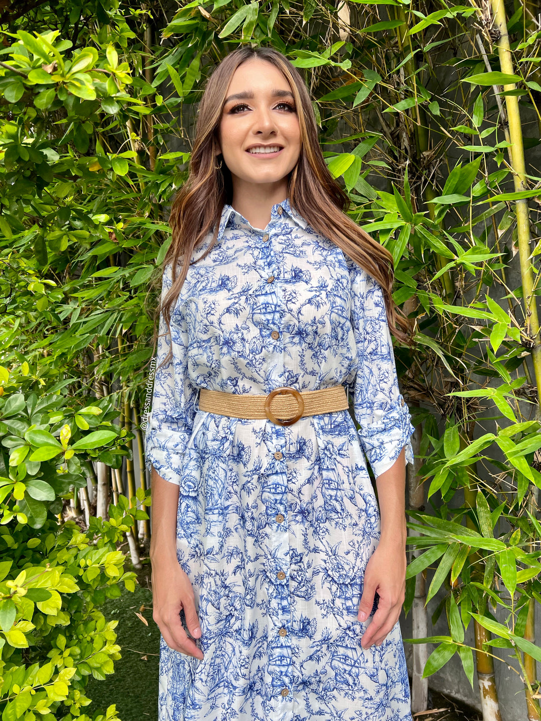 Maxivestido camisero estampados azules