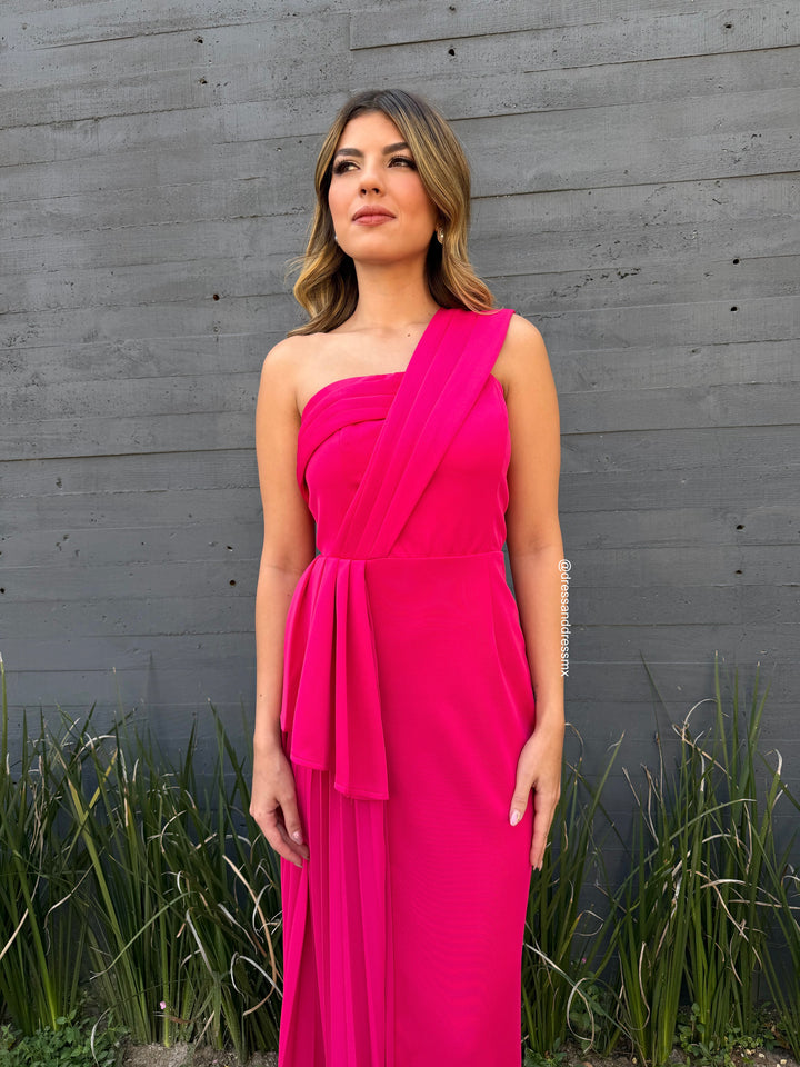 Vestido rosa fiuschia un tirante