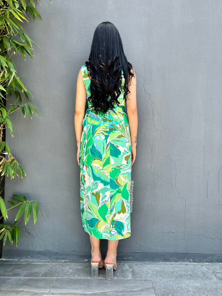 Vestido estampado hojas