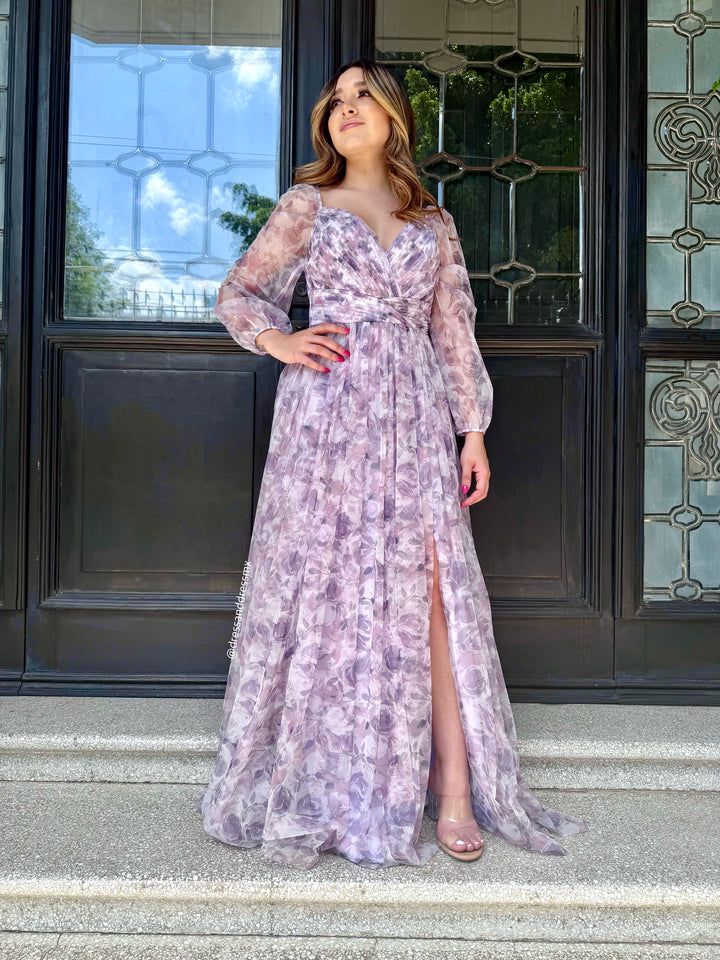 Maxivestido lila flores