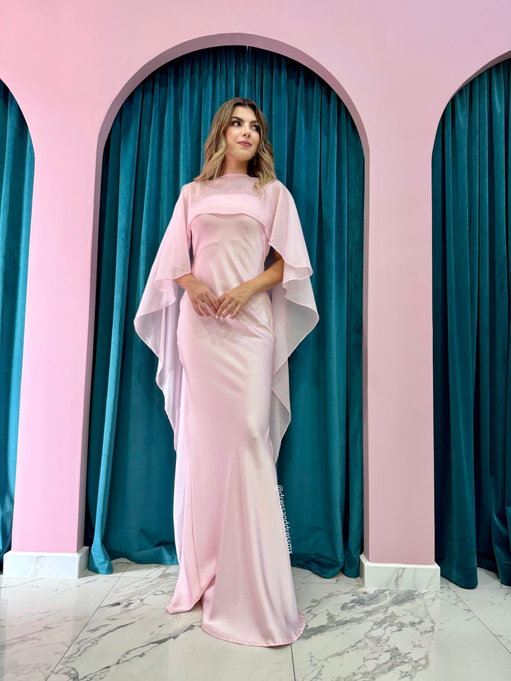 Vestido capa rosa