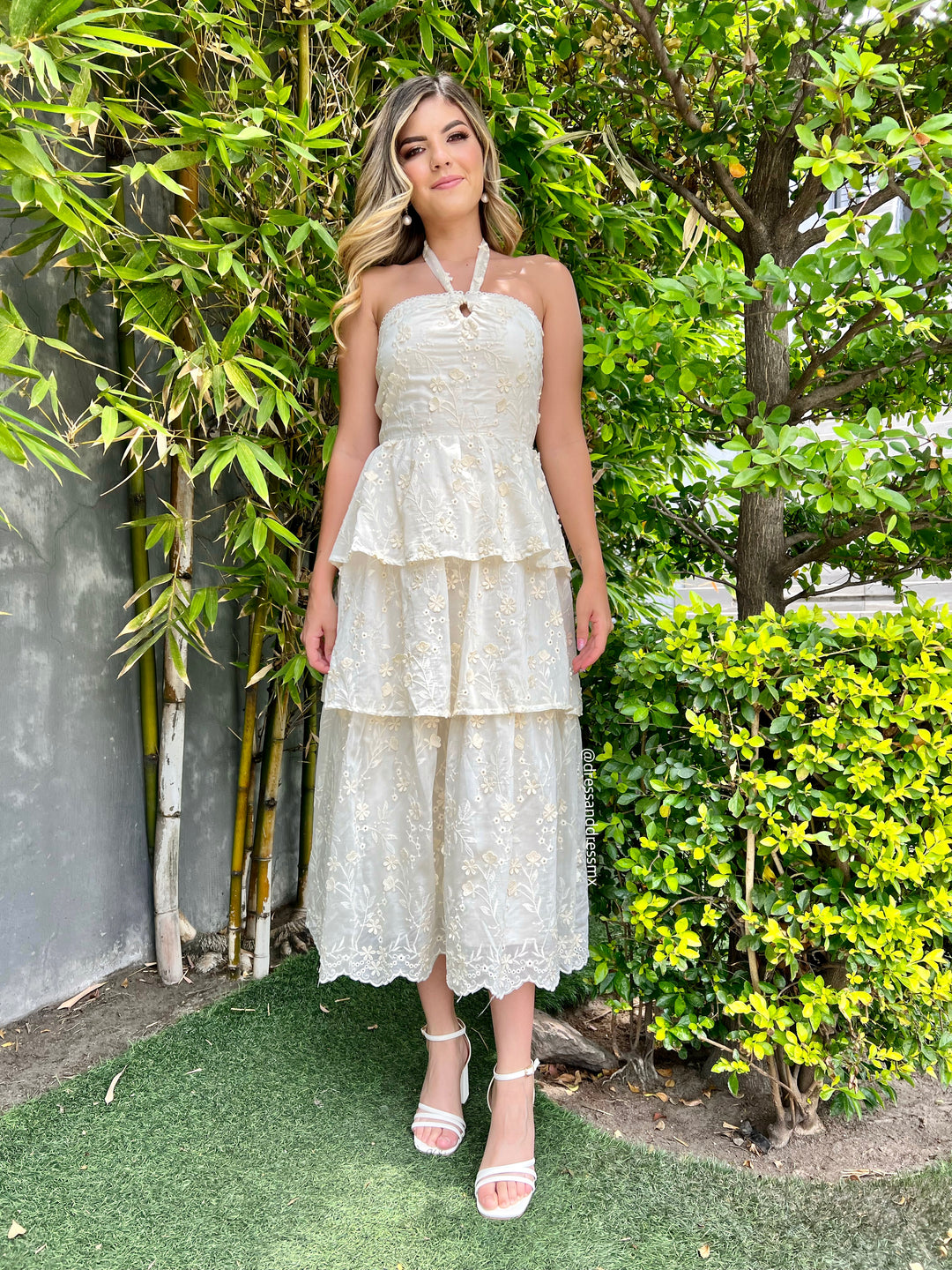 Vestido beige midi