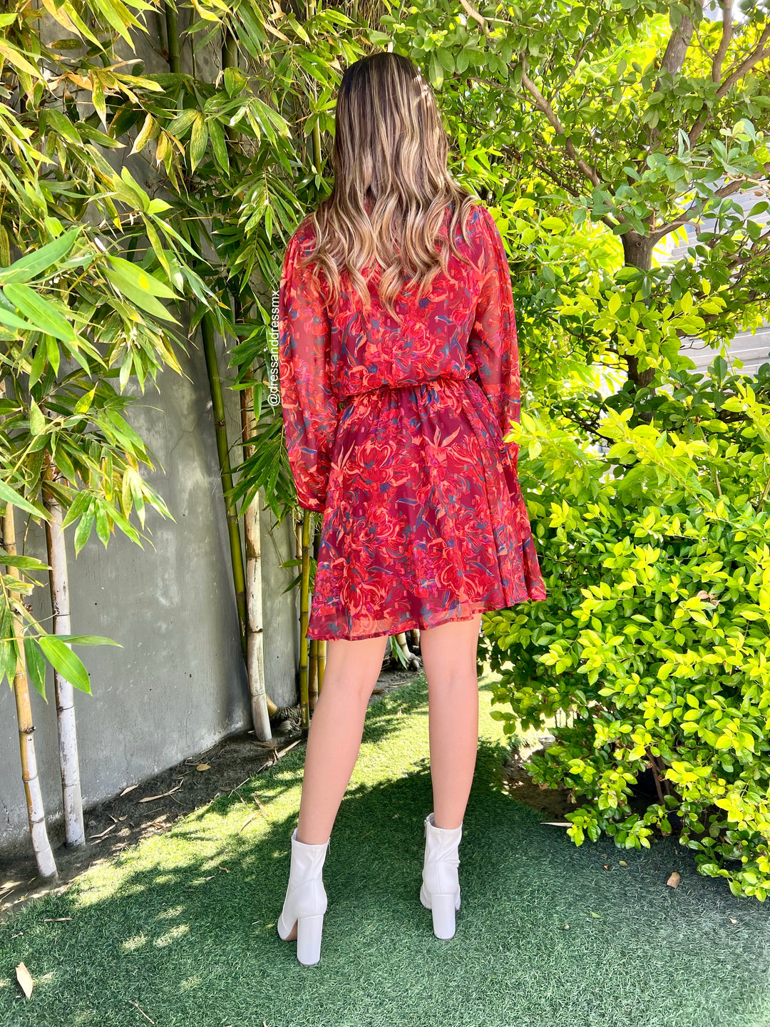 Vestido tinto estampado naranja