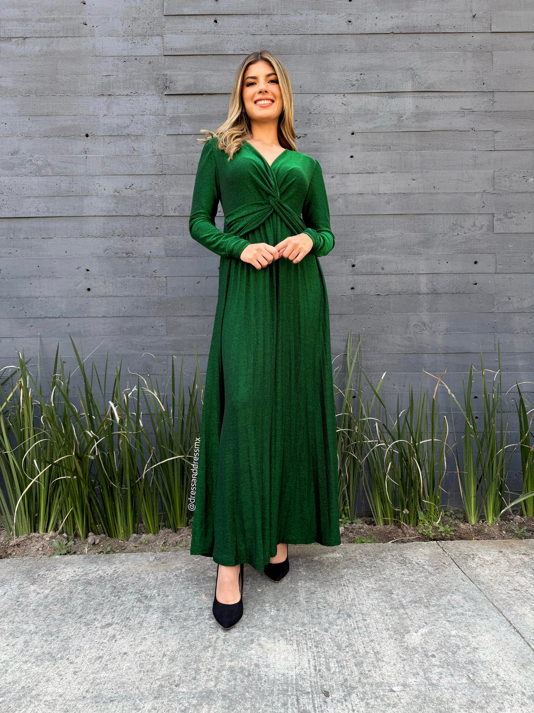 Vestido verde brillos