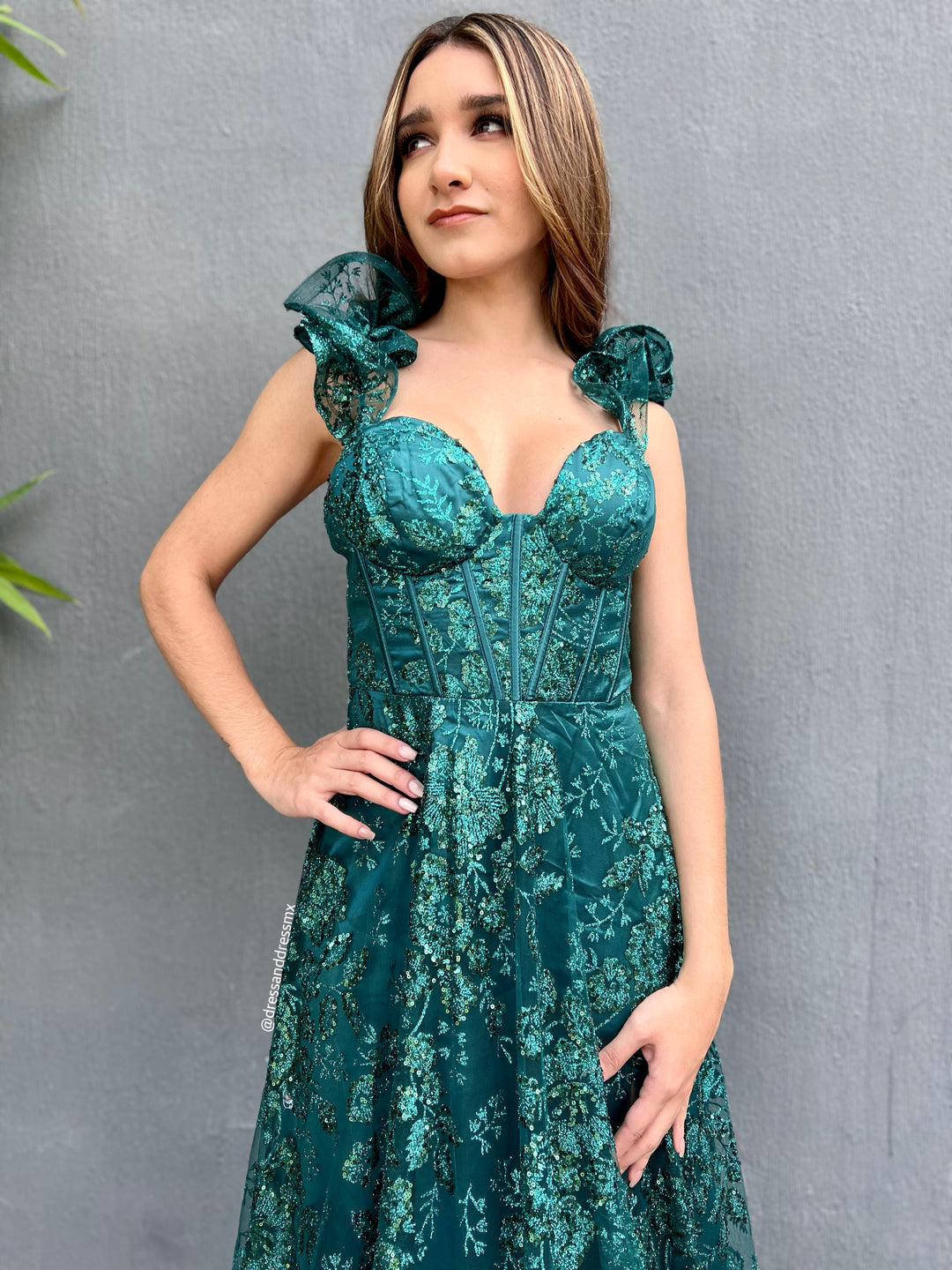 Vestido verde línea A