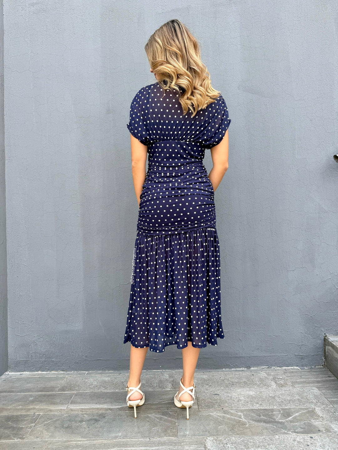 Vestido navy polkadot