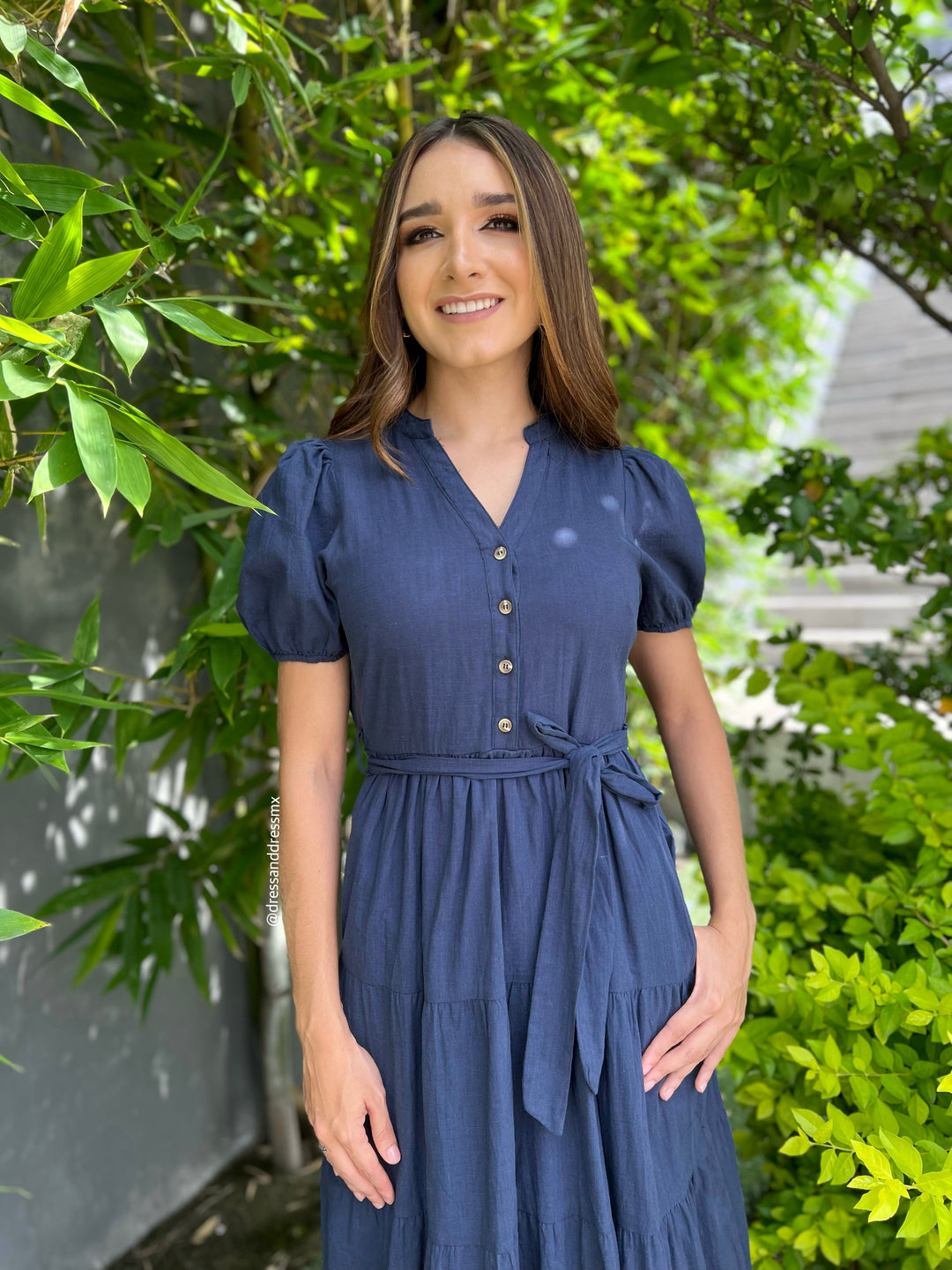 Vestido azul marino midi