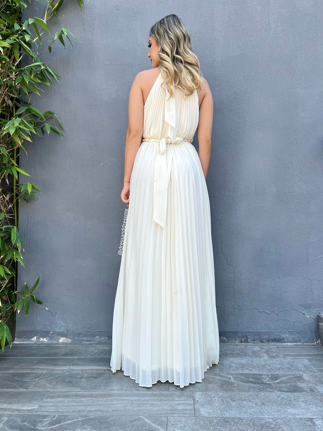 Vestido tableado ivory