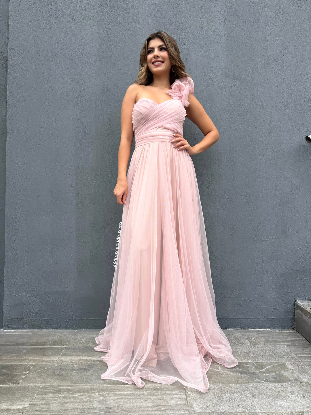 Vestido rosa palo