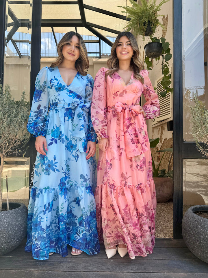 Maxivestido durazno flores