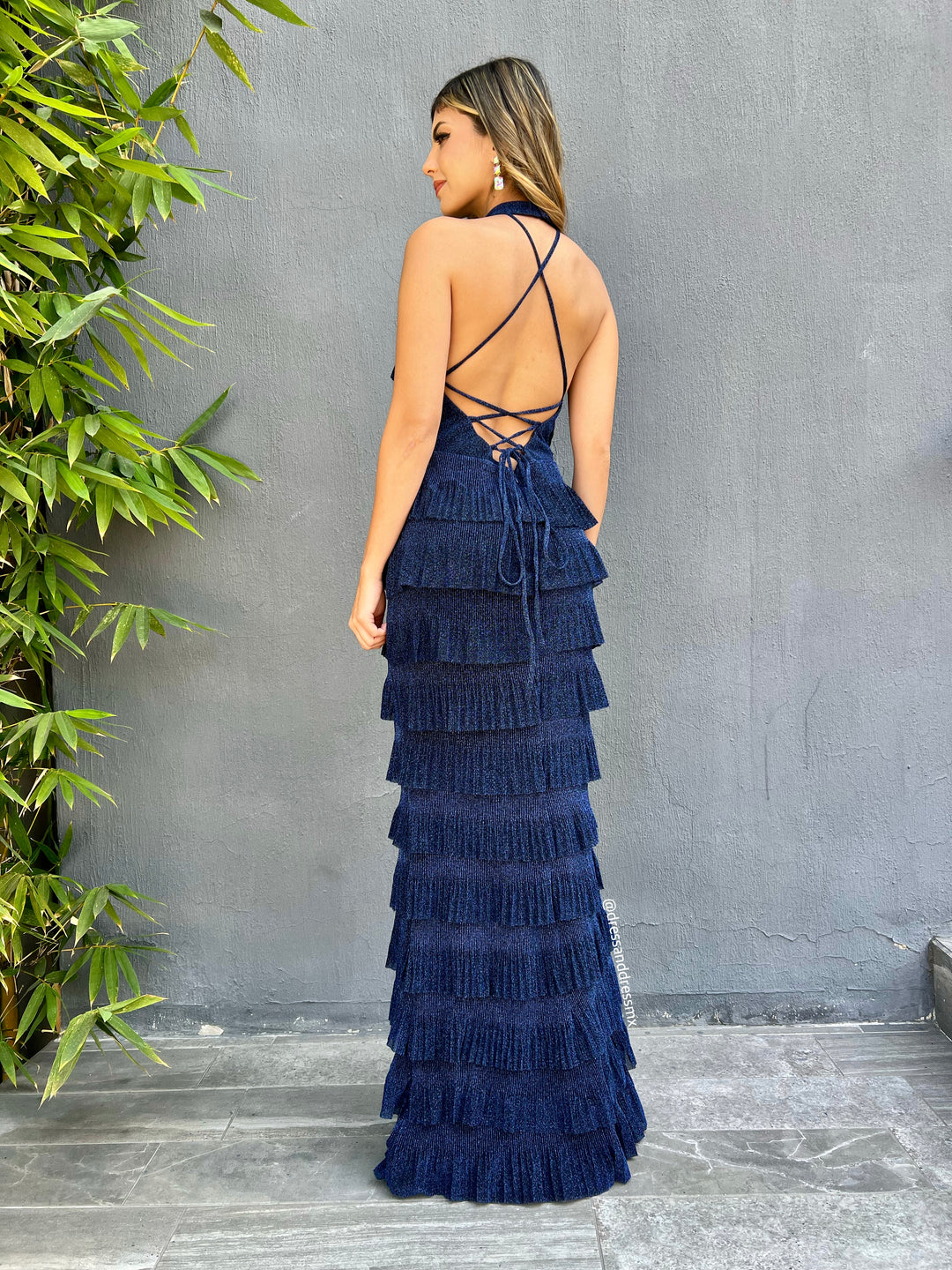 Vestido navy glitter