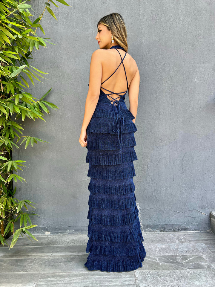 Vestido navy glitter