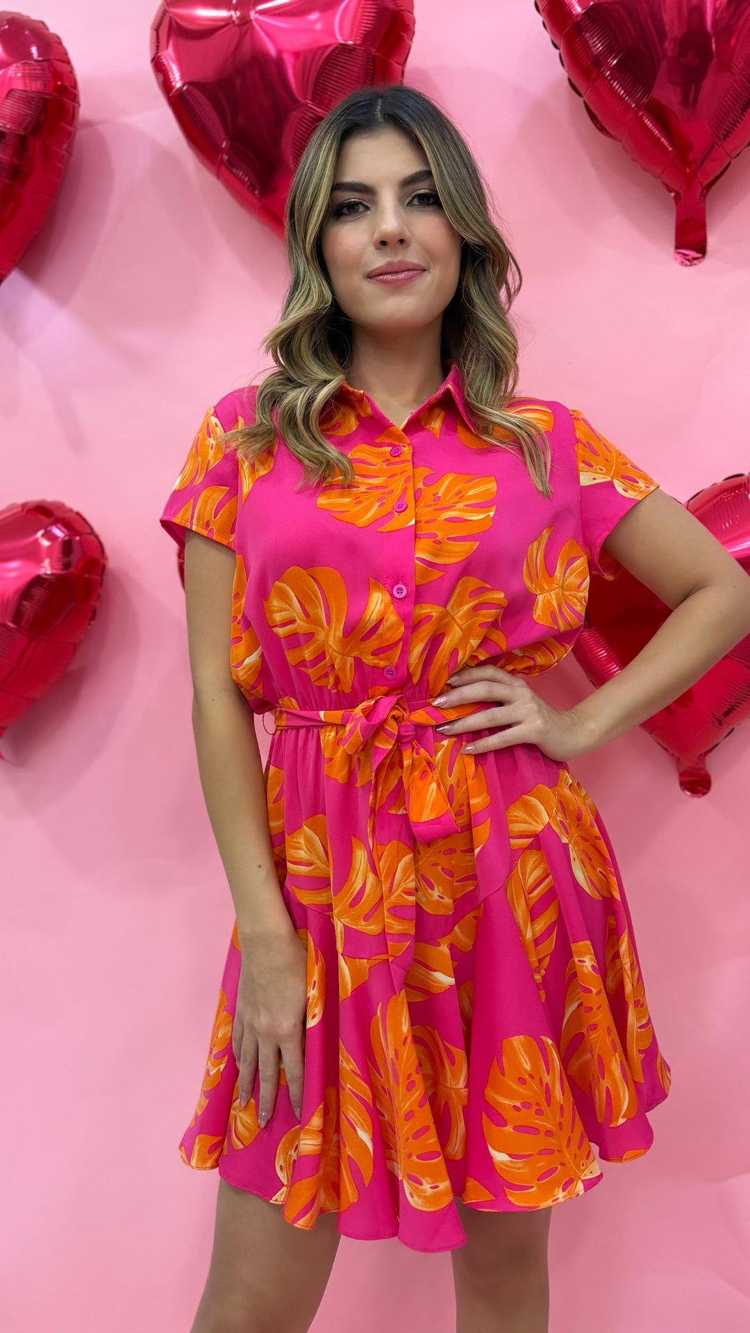 Vestido hojas naranjas