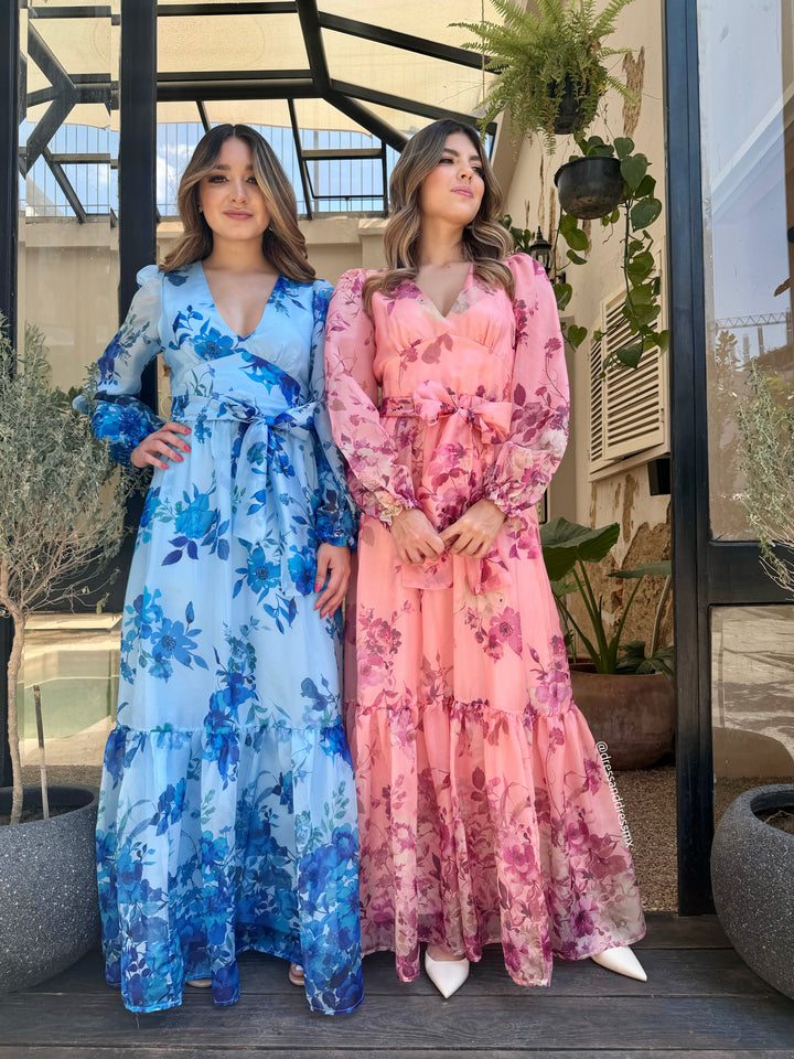 Maxivestido durazno flores