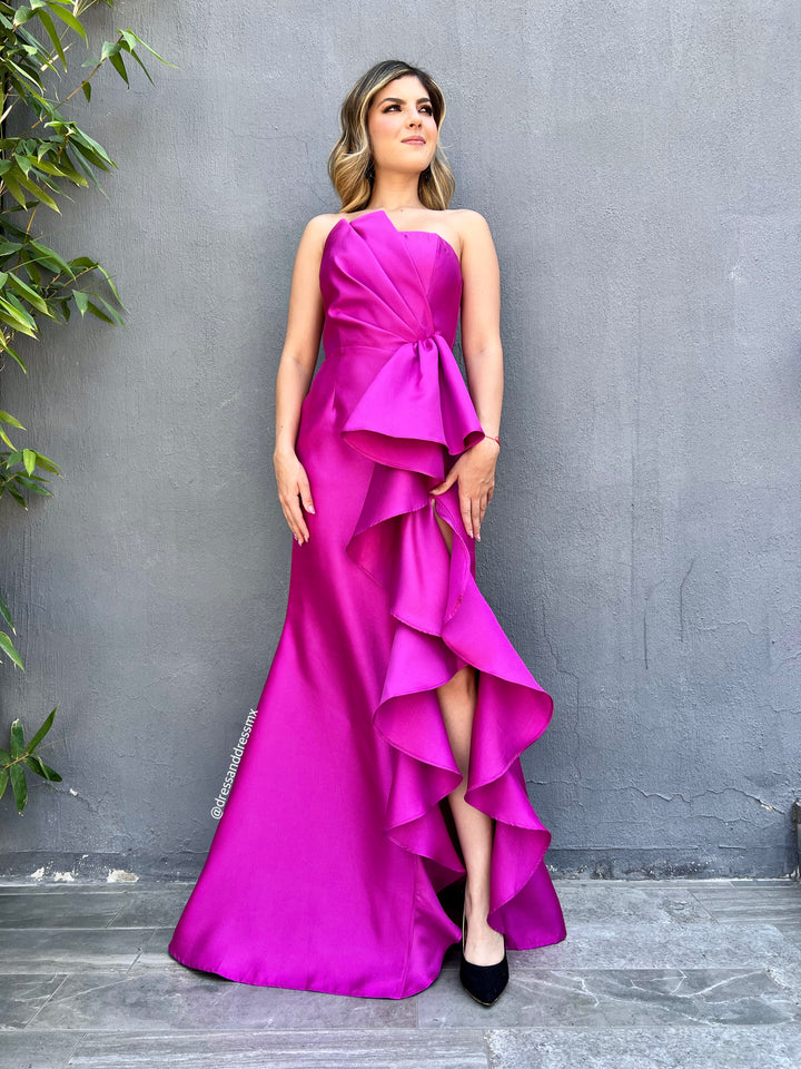 Vestido bugambilia volantes