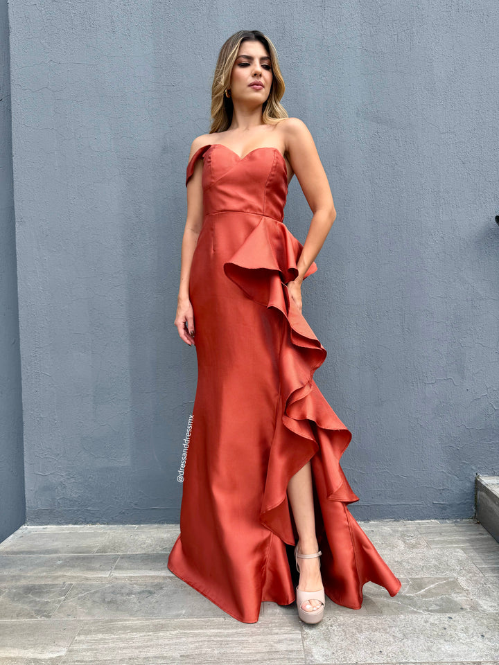 Vestido Sevilla terracota
