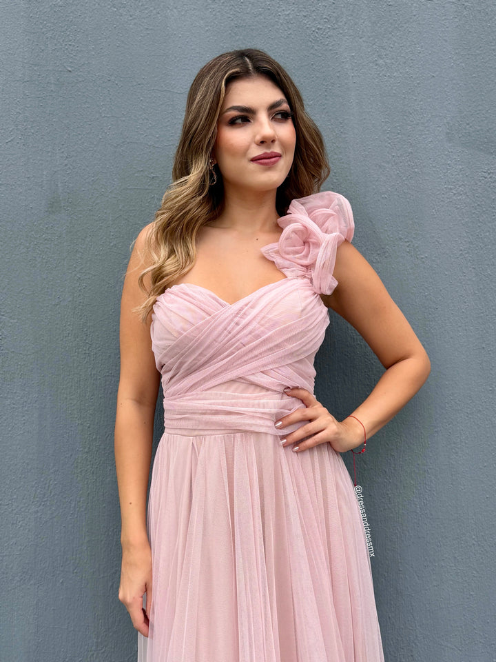 Vestido rosa palo