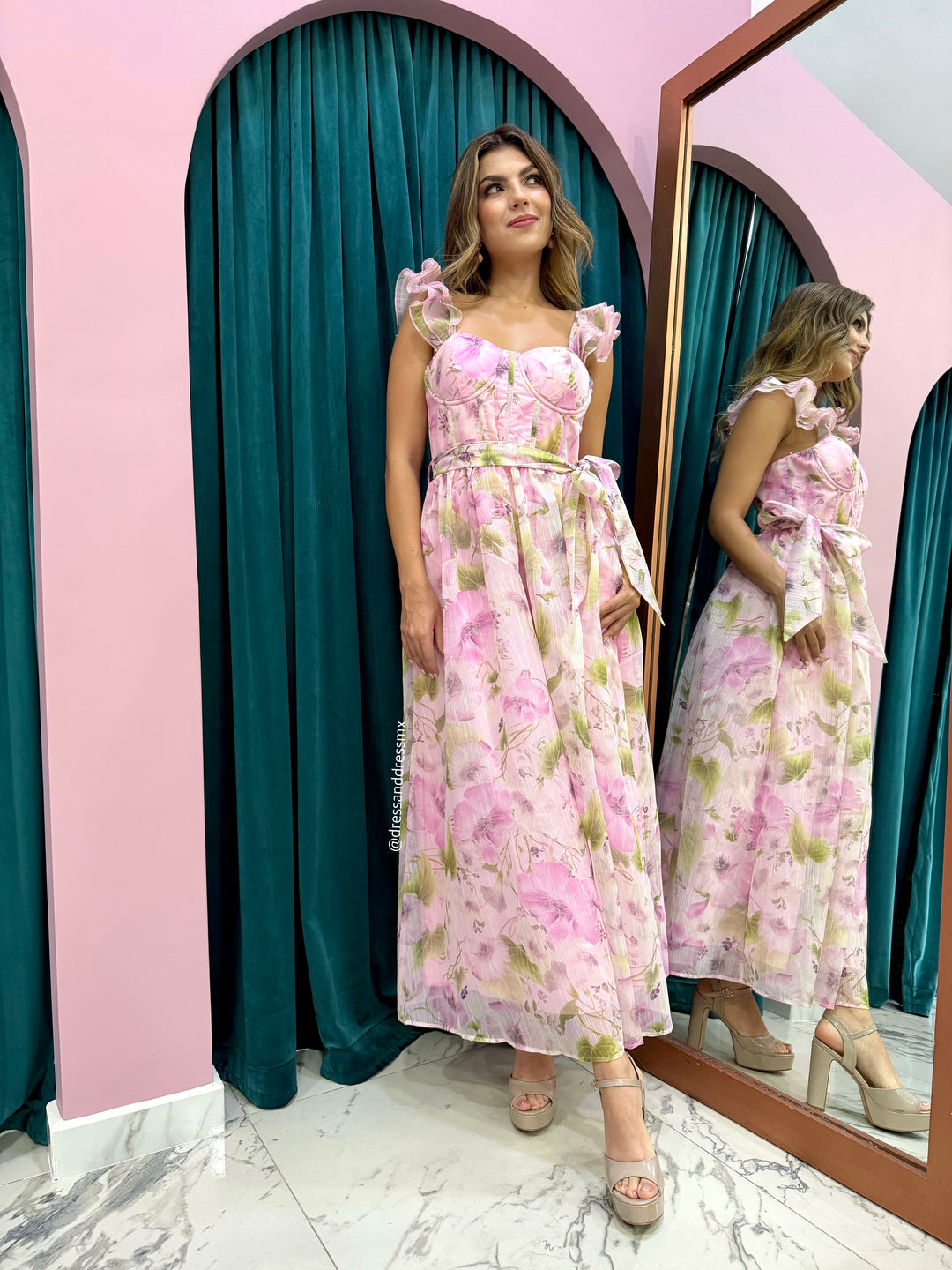 Vestido flores rosa