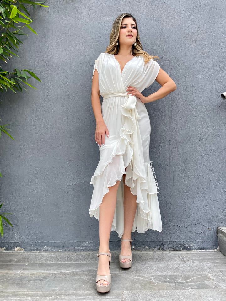 Vestido ivory volantes