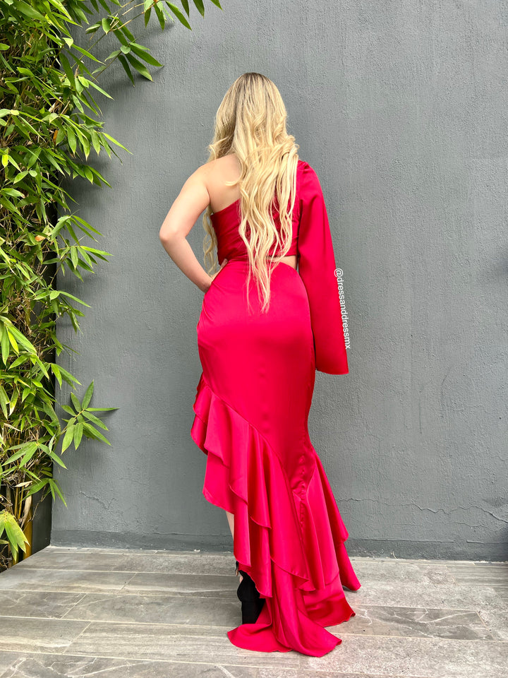 Vestido rojo volantes