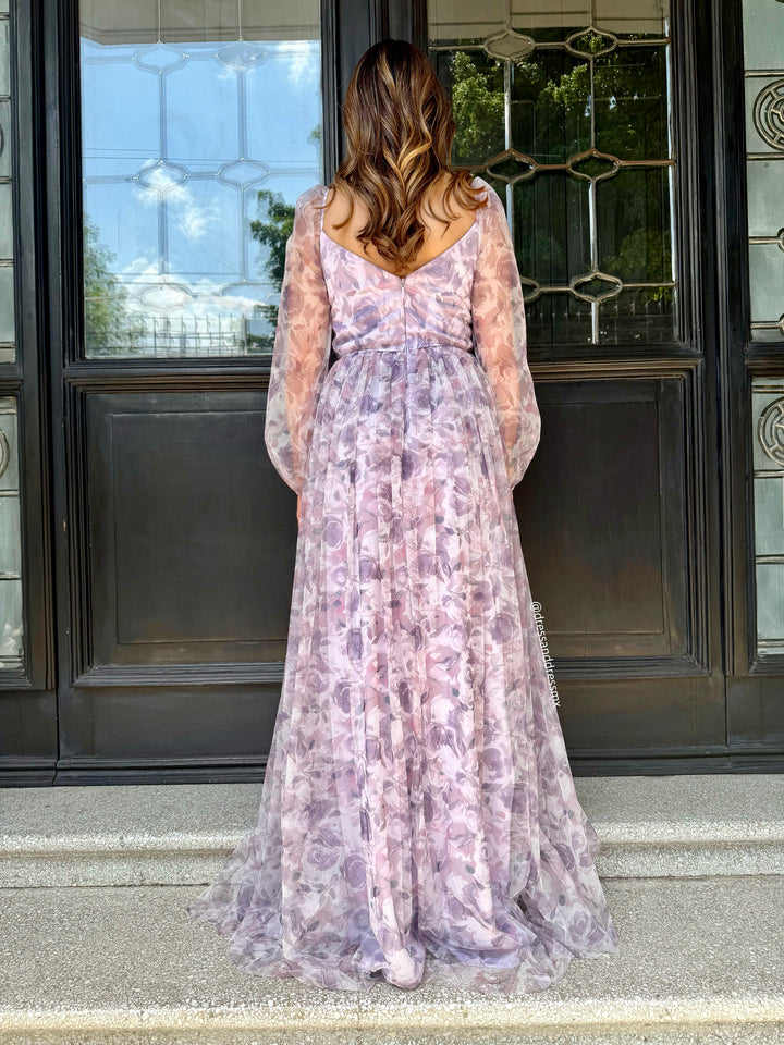 Maxivestido lila flores