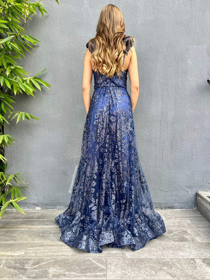 Vestido navy línea A