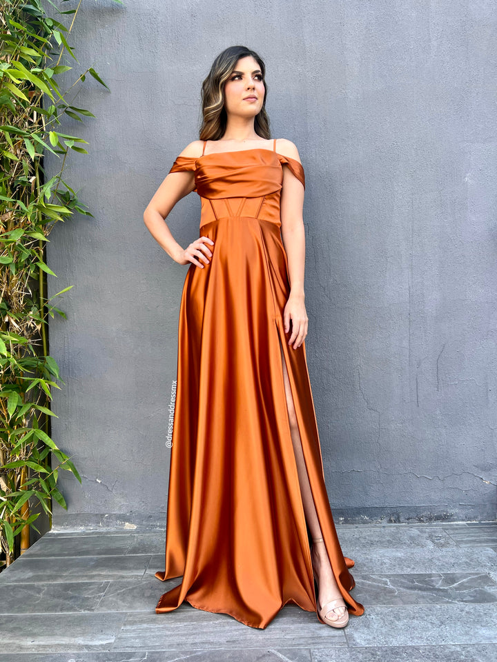 Vestido terracota línea A